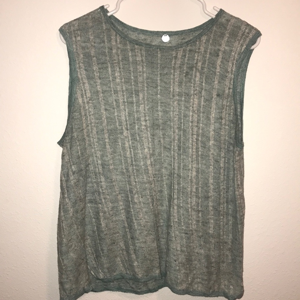 Green and grey Margaret O’Leary linen tank